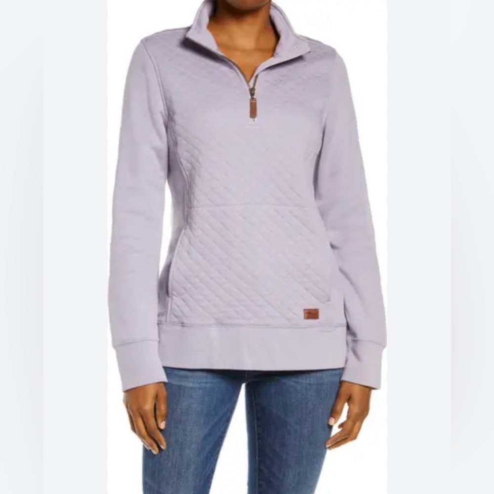 LL Bean Women's Quarter Zip Quilted Pullover - Medium GrayLavender